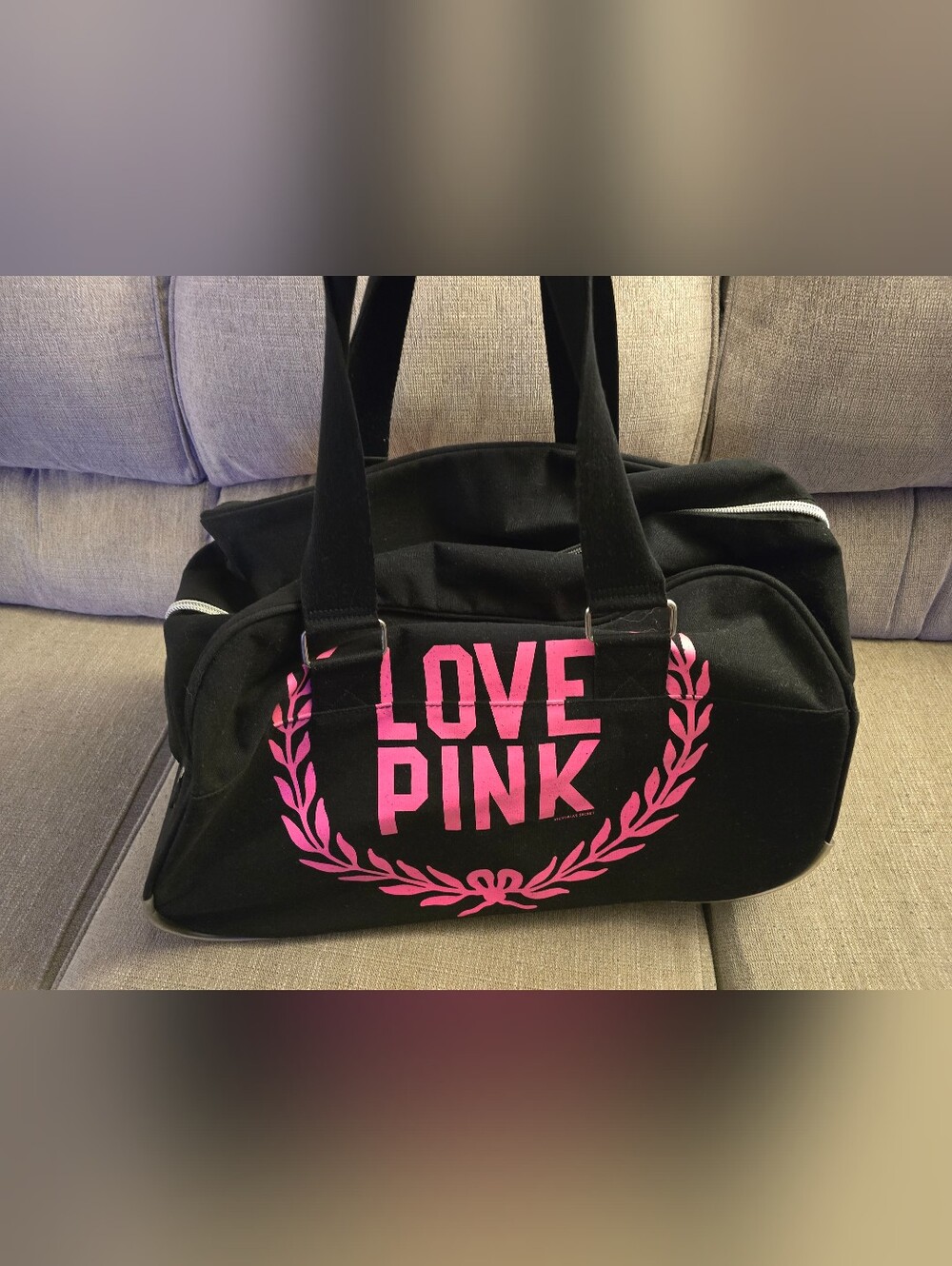 Victoria's Secret PINK Black Carry On Rolling Suitcase Duffel Bag Luggage RARE